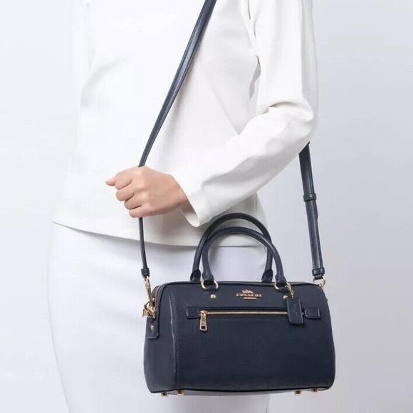 NWT Coach Navy Rowan Satchel - Picture 2 of 8